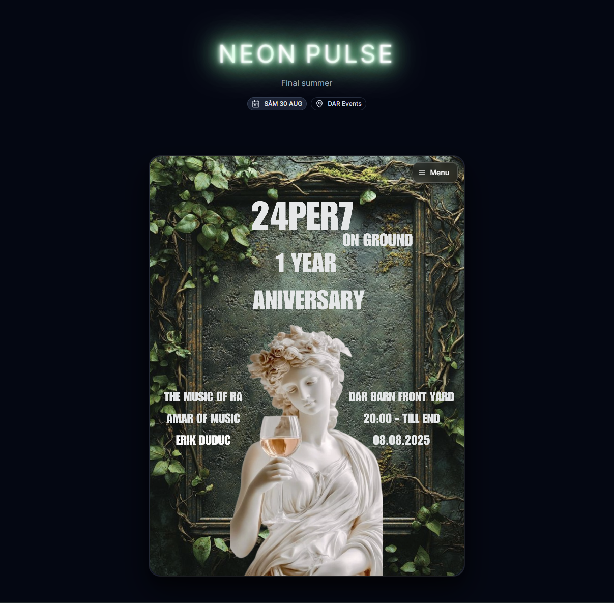 Neon Pulse Events Website Screenshot
